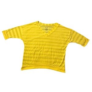 Half‎ Moon Yellow Striped V-Neck Dolman Sleeve T-Shirt Top Size M
